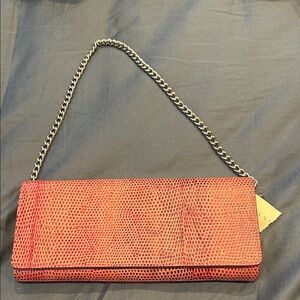 Ann Taylor genuine leather pink Chain Strap Clutch NWT